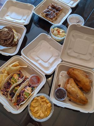 Reuben, Fish Tacos, and Monte Cristo. All vegan! at Tree Hugger Plant-Based Kitchen in Kansas City