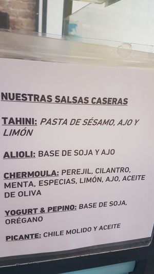 Sauces at Falafel Pedralbes in Barcelona