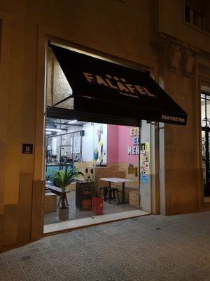Outside at Falafel Pedralbes in Barcelona