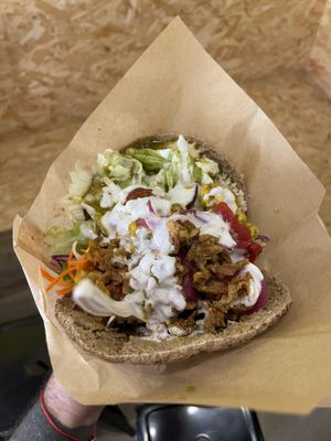 Super pita  at Falafel Pedralbes in Barcelona