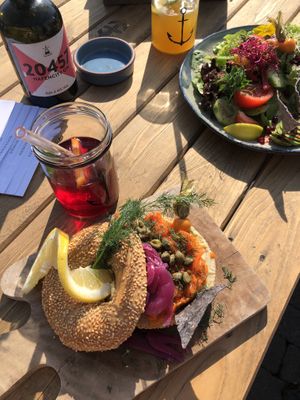 Catch of the day and Avocado salad  at Pier 17 in Oberhofen