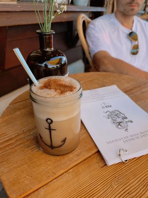Oat chai (can also get it iced).   at Pier 17 in Oberhofen
