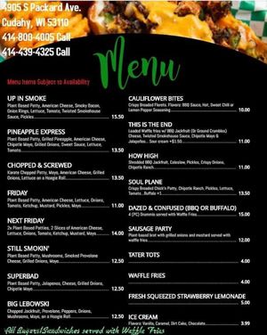 Menu (June 2020) at Twisted Plants in Cudahy