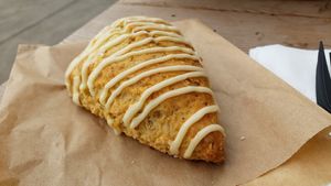 Orange cardamom vegan scone ($3). Delicious. at Dovetail Cafe & Marketplace in Duluth