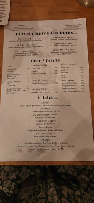  at Diavola Pizzeria & Salumeria in Geyserville