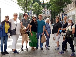 Guests enjoying a Beatroute tour as part of a week long vegan vacation to the UK. at Beatroute in Liverpool