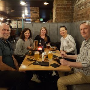 Two groups of friends enjoying a Beatroute Tour. at Beatroute in Liverpool