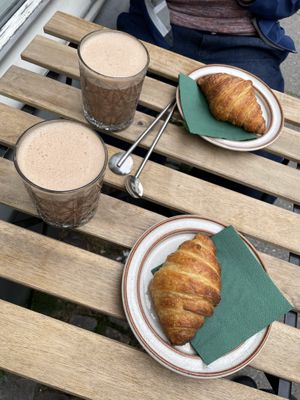 Croissants and hot chocolate  at Cafe Harepus in Aarhus