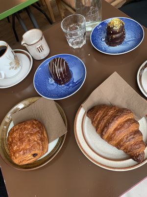 Croissant, pain de chocolat, some chocolat things (i don’t remember the name)  at Cafe Harepus in Aarhus