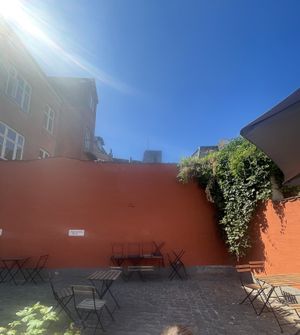 Outdoor seating  at Cafe Harepus in Aarhus