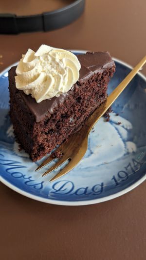 Chocolate cake at Cafe Harepus in Aarhus
