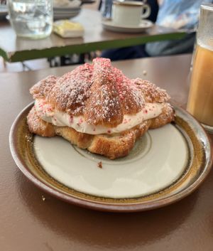 Croissant with cream & a lemon curd filling. So good!  at Cafe Harepus in Aarhus