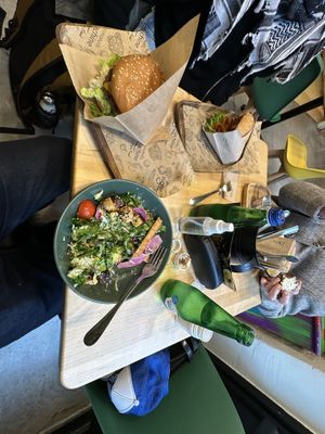 Tofu salad & Veg Machine burger   at Veg Machine in Tartu