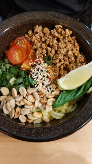 Peantbutter, sesame noodles at Veg Machine in Tartu