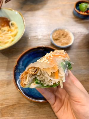 Summer roll ($3.80):
Rating: 8/10
The roll was very delectable with the use of flavourful seitan balanced with the use of fresh vegetables. The vegetables warped inside was crunc at The Kind Bowl - Somerset in Central Singapore