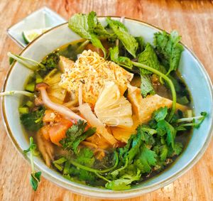 No crab noodles, the square vegan egg on top was very flavourful at The Kind Bowl - Somerset in Central Singapore