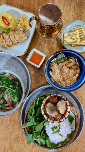 Bun Cha, Eat The Rainbow, The Kind Pho, Chic Rice, Kueh Lapis, Vietnamese Oat Coffee Dripper at The Kind Bowl - Somerset in Central Singapore