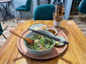 My fav combination of Kind Pho, Summer Roll & Vietnamese coffee - always hit the spot 😋😍  at The Kind Bowl - Somerset in Central Singapore