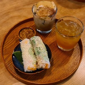 Summer Roll, Pomegranate Detox,Dalgona Coffee at The Kind Bowl - Somerset in Central Singapore