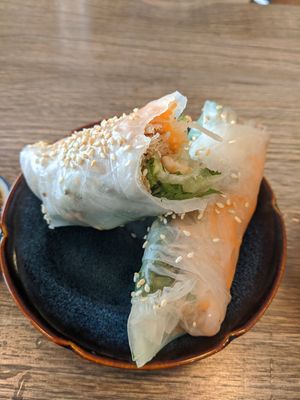 Summer rolls, yum yum yum - $2.50 each at The Kind Bowl - Somerset in Central Singapore