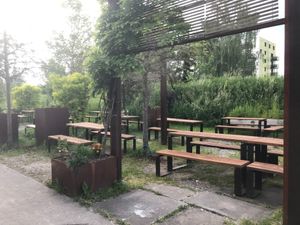 The outdoor eating area - plenty of space. at Mama Earth in Salzburg