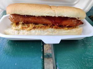 Vegan hot dog at Royal Frituur in Bruges