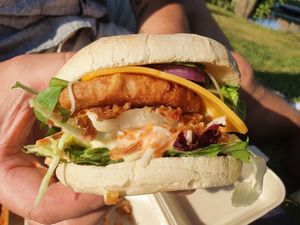 vegan sunset burger at Royal Frituur in Bruges