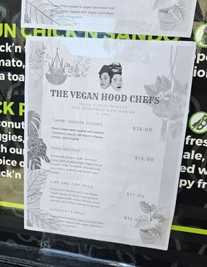 Menu, April 29 2023 at Vegan Hood Chefs in San Francisco