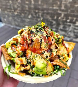 Poke nachos at Vegan Hood Chefs in San Francisco