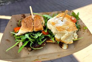 Lamb sliders at Vegan Hood Chefs in San Francisco