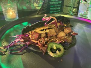 Pork belly taco  at Vegan Hood Chefs in San Francisco