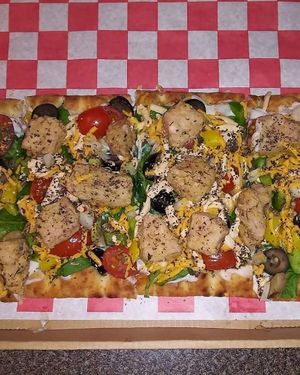 Jackfruit Chicken Bite Veggie Pizza at Queens Kitchen in Kansas City