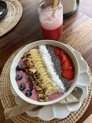 Vegan smoothiebowl with coconut milk - I would suggest using another plant milk and add some granola  at Annie in Koh Samui