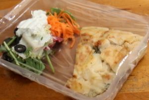 Piece of take away spanish tortilla, a potato omelette. It was great! at Gopal - Vegan Deli in Barcelona