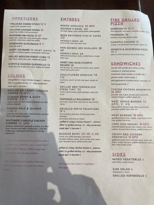 Summer menu at West On Centre in Boston