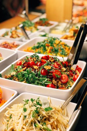 Buffet with salads at Sattgrün - Neumarkt in Cologne