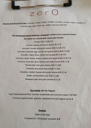 Menu 1 at Zer0 in Manacor