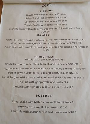 Menu 2 at Zer0 in Manacor