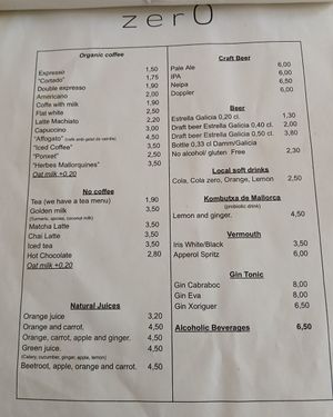Menu 3 at Zer0 in Manacor