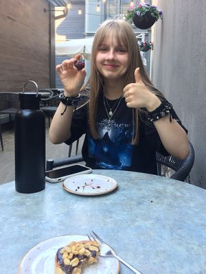 snicker cake and cake pop (already half-eaten… oops…)  at Moltto Coffee in Riga