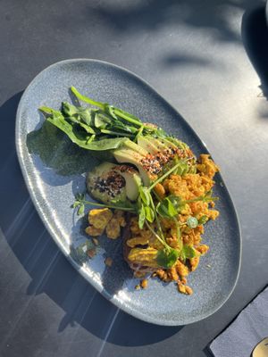 Scrambled tofu, sourdough, avocado, and spinach  at Lilith Coffee in Rotterdam