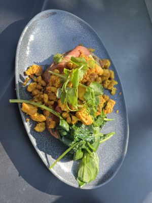 Sourdough, tofu, vegan bacon, and spinach  at Lilith Coffee in Rotterdam