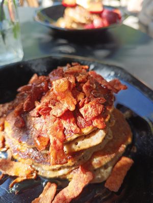 Pancakes with bacon topping at Lilith Coffee in Rotterdam