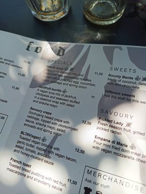 Part of the menu at Lilith Coffee in Rotterdam