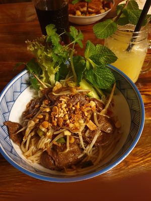 Bun bo nam bo - 'Beef' with rice noodles at Ong Tao Vegan in Frankfurt