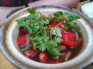 Sautéed mushrooms with peppers at Ong Tao Vegan in Frankfurt