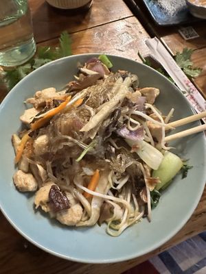 Veggie chicken glass noodles   at Ong Tao Vegan in Frankfurt