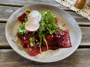 Ravioli with Red Beets and Radish  at Die Donauwirtinnen in Linz