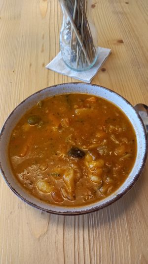 mediterranean soup 6,90€ (tastes better than it looks here!) at Bioladen Schömmel in Cottbus