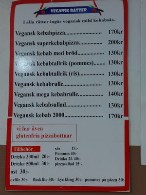 New prices, the vegan menu at Västergrillen in Oerebro
